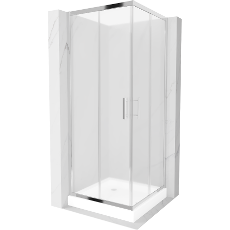 Mexen Rio čtvercová sprchová kabina 80 x 80 cm, mrazivá, chrom + vanička Rio, bílá - 860-080-080-01-30-4510