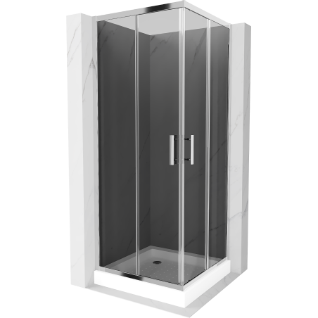 Mexen Rio čtvercový sprchový kout 80 x 80 cm, grafit, chrom + vanička Rio, bílý - 860-080-080-01-40-4510