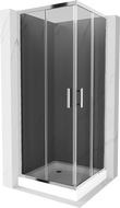 Mexen Rio čtvercový sprchový kout 80 x 80 cm, grafit, chrom + vanička Rio, bílý - 860-080-080-01-40-4510