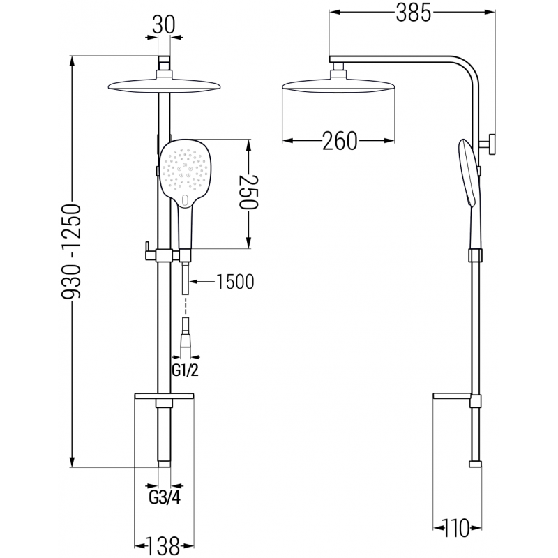 Mexen Q22 sprchový sloup, chrom - 798222295-00
