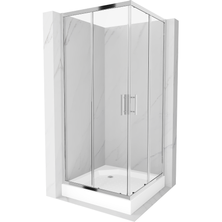 Mexen Rio čtvercová sprchová kabina 90 x 90 cm, transparentní, chrom + vanička, bílá - 860-090-090-01-00-4510