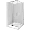Mexen Rio čtvercová sprchová kabina 90 x 90 cm, transparentní, chrom + sprchová vanička Rio, bílá - 860-090-090-01-00-4510
