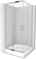 Mexen Rio čtvercová sprchová kabina 90 x 90 cm, transparentní, chrom + sprchová vanička Rio, bílá - 860-090-090-01-00-4510
