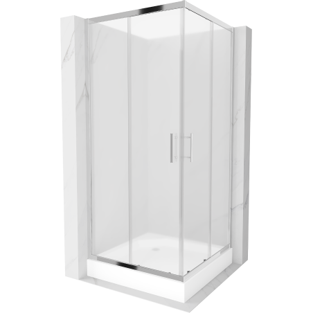 Mexen Rio Čtvercová sprchová kabina 90 x 90 cm, matná, chrom + vanička, bílá - 860-090-090-01-30-4510