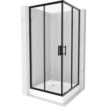 Mexen Rio čtvercová sprchová kabina 90 x 90 cm, transparentní, černá + sprchová vanička, bílá - 860-090-090-70-00-4510