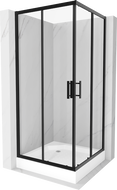 Mexen Rio čtvercová sprchová kabina 90 x 90 cm, transparentní, černá + sprchová vanička Rio, bílá - 860-090-090-70-00-4510