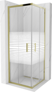 Mexen Rio Čtvercová sprchová kabina 70 x 70 cm, bílé pruhy, zlatá - 860-070-070-50-20
