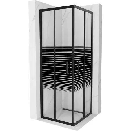 Mexen Rio čtvercová sprchová kabina 70 x 70 cm, černé pruhy, černá - 860-070-070-70-20