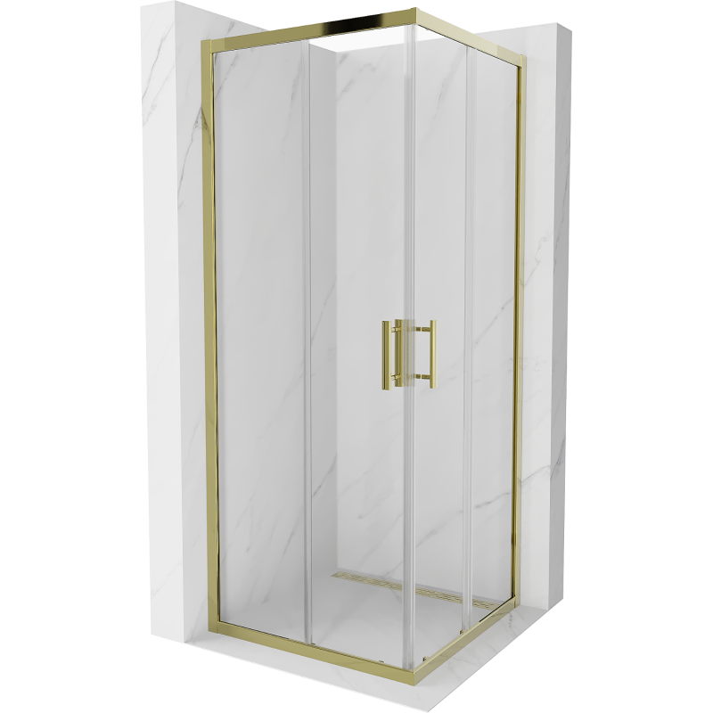 Mexen Rio čtvercová sprchová kabina 80 x 80 cm, transparentní, zlatá - 860-080-080-50-00