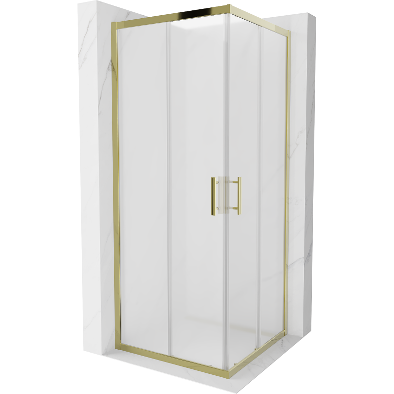 Mexen Rio čtvercový sprchový kout 80 x 80 cm, matný, zlatý - 860-080-080-50-30
