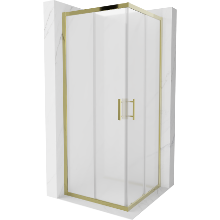 Mexen Rio Čtvercová sprchová kabina 80 x 80 cm, mrazivá, zlatá - 860-080-080-50-30