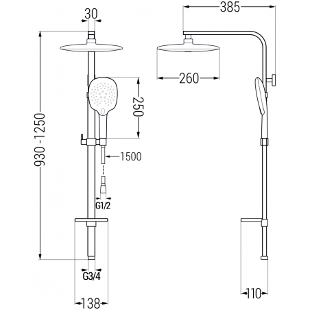 Mexen Q22 sprchová souprava, černá - 798222295-70