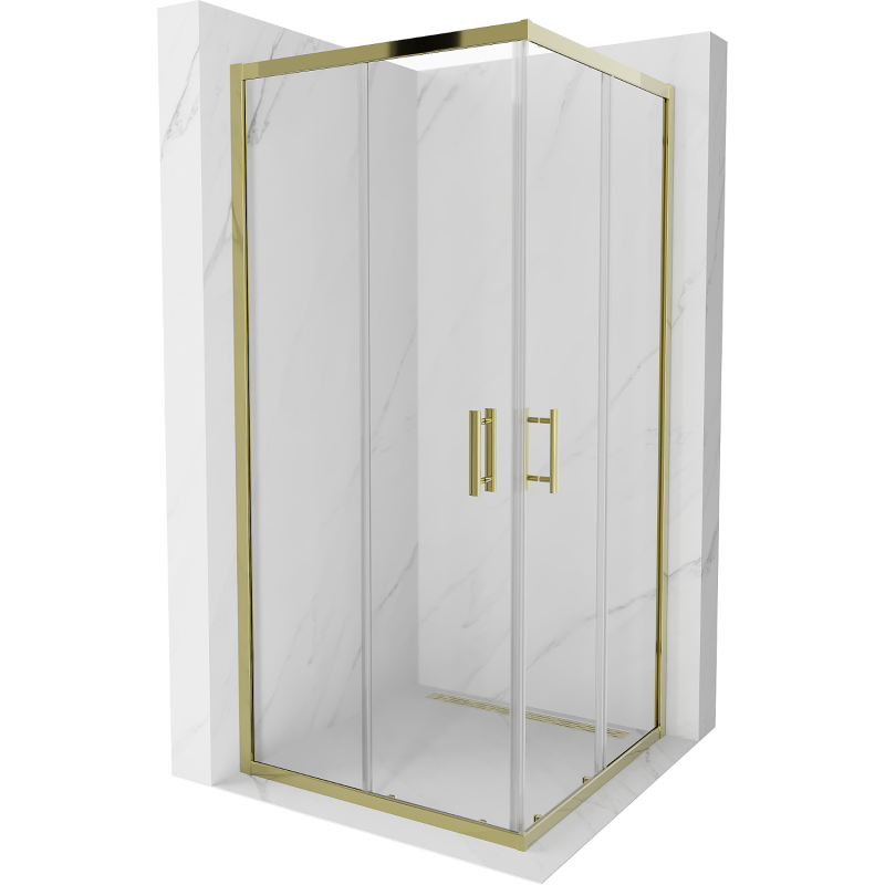 Mexen Rio čtvercová sprchová kabina 90 x 90 cm, transparentní, zlatá - 860-090-090-50-00