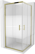 Mexen Rio čtvercová sprchová kabina 90 x 90 cm, bílé pruhy, zlatá - 860-090-090-50-20