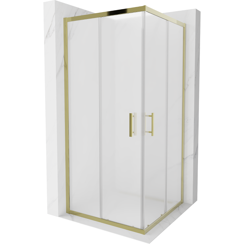 Mexen Rio čtvercová sprchová kabina 90 x 90 cm, mráz, zlatá - 860-090-090-50-30