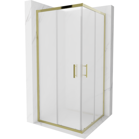 Mexen Rio čtvercová sprchová kabina 90 x 90 cm, mráz, zlatá - 860-090-090-50-30