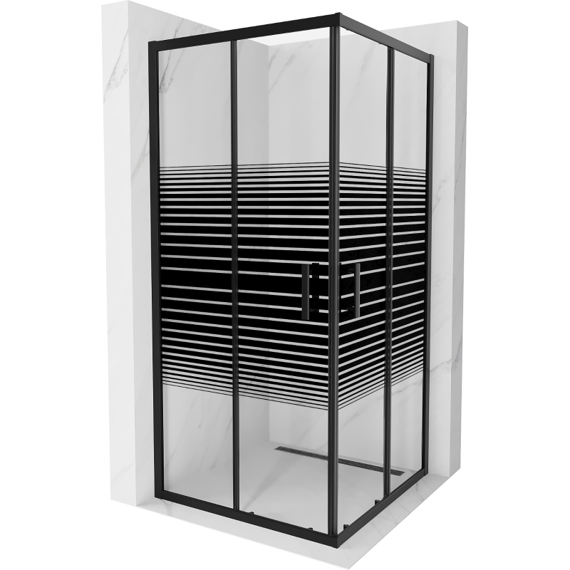 Mexen Rio čtvercová sprchová kabina 90 x 90 cm, černé pruhy, černá - 860-090-090-70-20