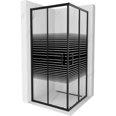 Mexen Rio čtvercová sprchová kabina 90 x 90 cm, černé pruhy, černá - 860-090-090-70-20