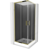 Mexen Rio čtvercová sprchová kabina 80 x 80 cm, grafitová, zlatá + sprchová vanička Rio, bílá - 860-080-080-50-40-4510