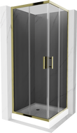 Mexen Rio čtvercová sprchová kabina 80 x 80 cm, grafitová, zlatá + sprchová vanička Rio, bílá - 860-080-080-50-40-4510