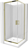 Mexen Rio čtvercová sprchová kabina 80 x 80 cm, transparentní, zlatá + sprchová vanička, bílá - 860-080-080-50-00-4510