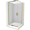 Mexen Rio čtvercová sprchová kabina 90 x 90 cm, transparentní, zlatá + vanička Rio, bílá - 860-090-090-50-00-4510