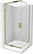 Mexen Rio čtvercová sprchová kabina 90 x 90 cm, transparentní, zlatá + vanička Rio, bílá - 860-090-090-50-00-4510