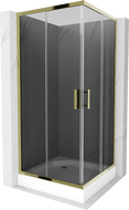 Mexen Rio čtvercová sprchová kabina 90 x 90 cm, grafit, zlatá + sprchová vanička Rio, bílá - 860-090-090-50-40-4510