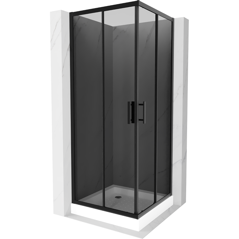 Mexen Rio čtvercová sprchová kabina 80 x 80 cm, grafit, černá + sprchová vanička, bílá - 860-080-080-70-40-4510