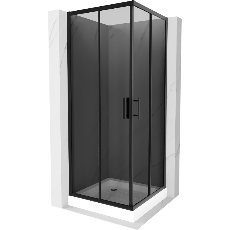 Mexen Rio čtvercová sprchová kabina 80 x 80 cm, grafit, černá + sprchová vanička Rio, bílá - 860-080-080-70-40-4510
