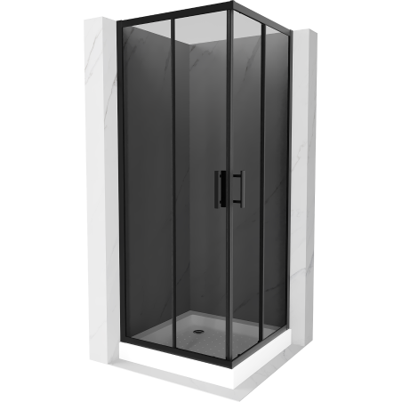 Mexen Rio čtvercová sprchová kabina 80 x 80 cm, grafit, černá + sprchová vanička Rio, bílá - 860-080-080-70-40-4510