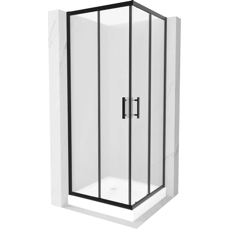 Mexen Rio čtvercový sprchový kout 80 x 80 cm, matný, černý + vanička Rio, bílá - 860-080-080-70-30-4510