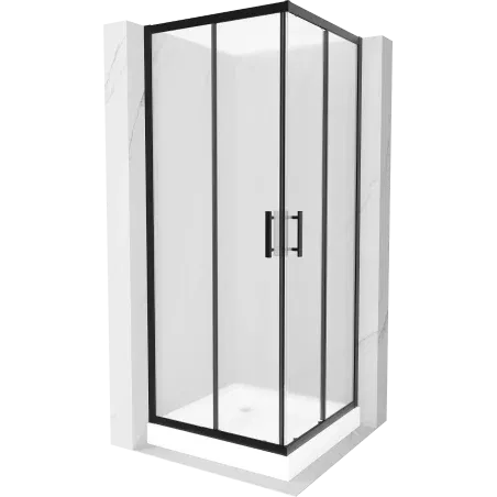 Mexen Rio čtvercový sprchový kout 80 x 80 cm, matný, černý + vanička Rio, bílá - 860-080-080-70-30-4510