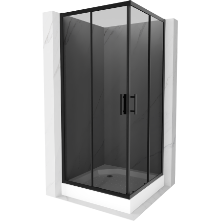 Mexen Rio čtvercová sprchová kabina 90 x 90 cm, grafit, černá + vanička Rio, bílá - 860-090-090-70-40-4510