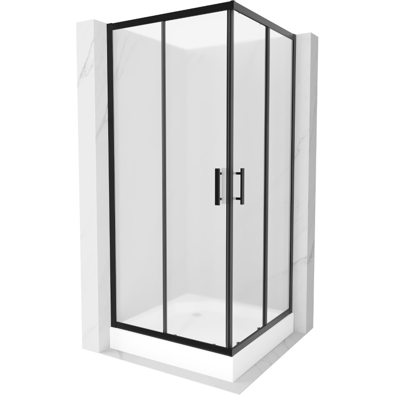 Mexen Rio čtvercová sprchová kabina 90 x 90 cm, matná, černá + vanička, bílá - 860-090-090-70-30-4510