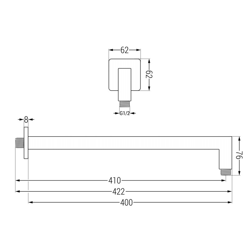 Mexen Uni nástěnné sprchové rameno 40 cm chrom - 79114-00
