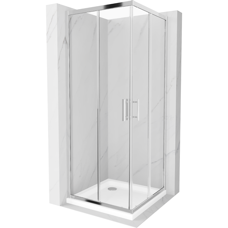 Mexen Rio sprchový kout čtvercový 90 x 90 cm, transparentní, chrom + vanička Flat, bílá - 860-090-090-01-00-4010