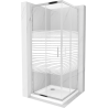 Mexen Rio čtvercový sprchový kout 80 x 80 cm, Pruhy, Chromovaná + sprchová vanička Flat, Bílá - 860-080-080-01-20-4010