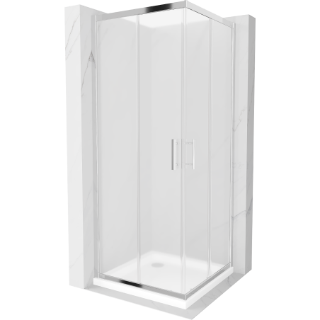 Mexen Rio čtvercový sprchový kout 80 x 80 cm, mraz, chrom + vanička Flat, bílá - 860-080-080-01-30-4010