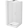 Mexen Rio čtvercový sprchový kout 80 x 80 cm, mraz, chrom + vanička Flat, bílá - 860-080-080-01-30-4010