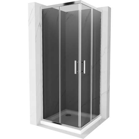 Mexen Rio čtvercová sprchová kabina 80 x 80 cm, grafit, chrom + vanička Flat, bílá - 860-080-080-01-40-4010