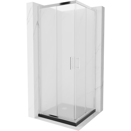 Mexen Rio čtvercová sprchová kabina 90 x 90 cm, mat, chrom + černá vanička Flat - 860-090-090-01-30-4070