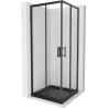 Mexen Rio čtvercová sprchová kabina 90 x 90 cm, transparentní, černá + sprchová vanička Flat, černá - 860-090-090-70-00-4070B