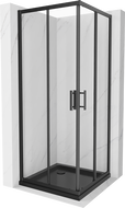 Mexen Rio čtvercová sprchová kabina 90 x 90 cm, transparentní, černá + sprchová vanička Flat, černá - 860-090-090-70-00-4070B