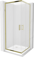 Mexen Rio čtvercová sprchová kabina 80 x 80 cm, matná, zlatá + sprchová vanička Flat, bílá - 860-080-080-50-30-4010G