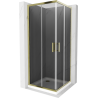Mexen Rio čtvercová sprchová kabina 80 x 80 cm, grafit, zlatá + sprchová vanička Flat, bílá - 860-080-080-50-40-4010G