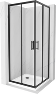 Mexen Rio čtvercový sprchový kout 70 x 70 cm, transparentní, černý + bílá vanička Flat - 860-070-070-70-00-4010B
