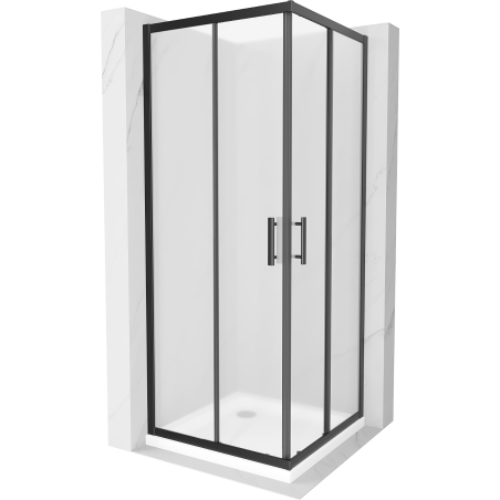 Mexen Rio čtvercová sprchová kabina 70 x 70 cm, matná, černá + vanička Flat, bílá - 860-070-070-70-30-4010B