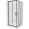 Mexen Rio čtvercová sprchová kabina 80 x 80 cm, mražená, černá + vanička Flat, bílá - 860-080-080-70-30-4010B