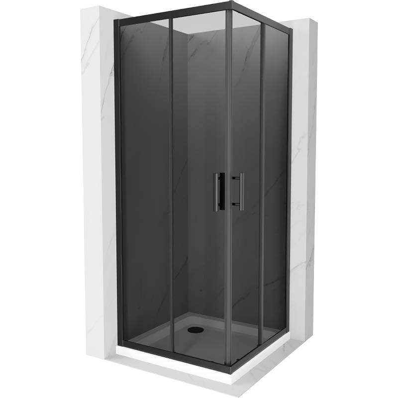 Mexen Rio čtvercová sprchová kabina 80 x 80 cm, grafitová, černá + sprchová vanička Flat, bílá - 860-080-080-70-40-4010B